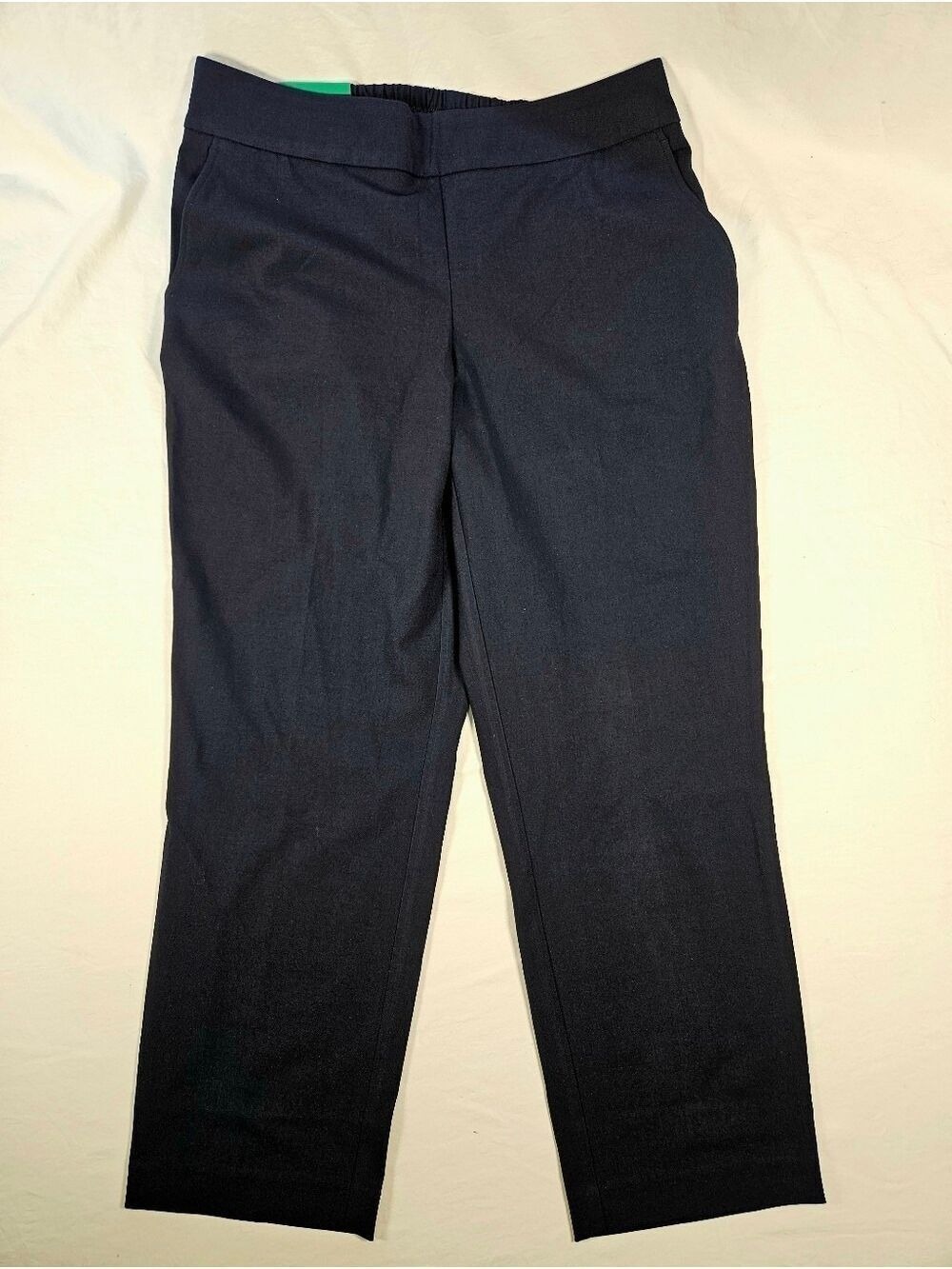 NWT Size 12 Hilary Radley Cropped Pants Stretch Elastic Waist Navy Comfortable
